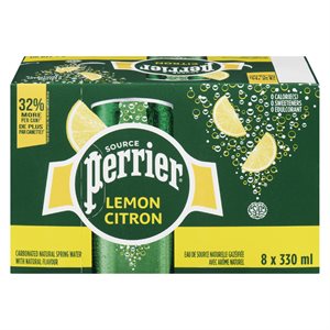 Eau de source naturelle gazéifiée citron 8x330ml