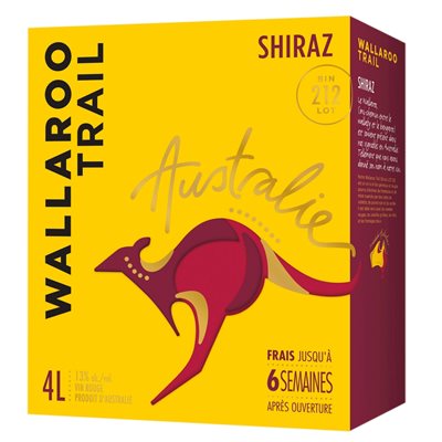 Vin rouge shiraz Australie 13% AS 4lt