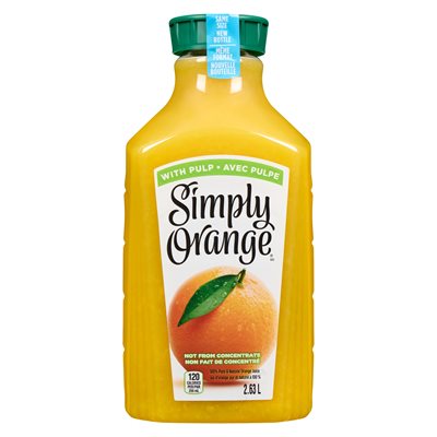 Jus d'orange avec pulpe non fait de concentré 2.63lt