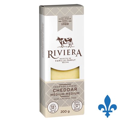 Fromage cheddar medium sans lactose 200gr