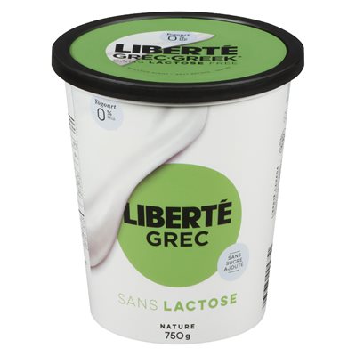 Yogourt nature sans lactose 0% 750gr