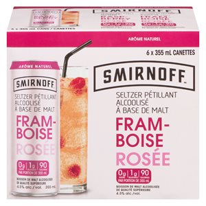 Seltzer pétillant framboise rosée 4.5% 6x355ml
