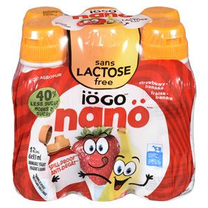 Yogourt à boire fraisfe banane sans lactose 1% 6x93ml
